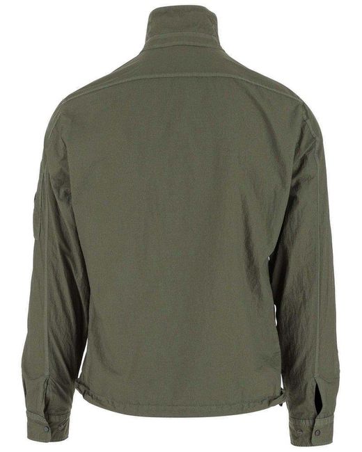 C P Company Green Nylon Zip-Up Lens Jacket for men