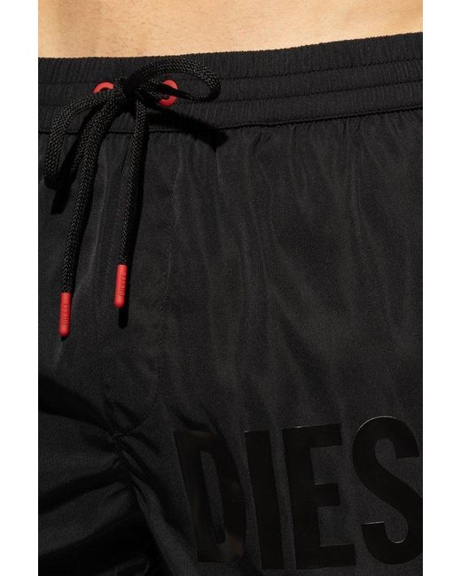DIESEL Black Bmbx-mario-34 Logo Printed Swim Shorts for men