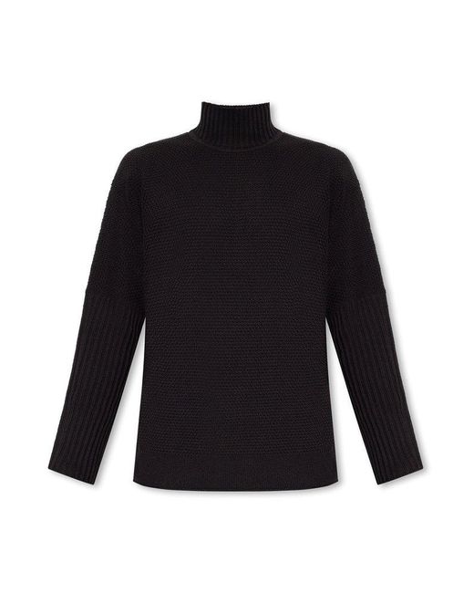 Homme Pliss Issey Miyake Oversized Turtleneck Sweater in Black