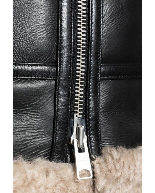 AllSaints Black Lorel Leather Zip-Up Jacket