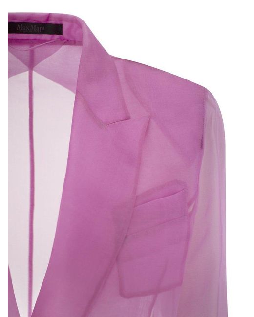 Max Mara Pianoforte Pink Negra Double-breasted Sheer Blazer