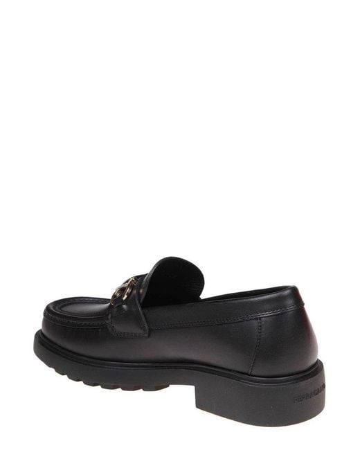 Ferragamo Black Duglas Hook Detailed Loafers for men