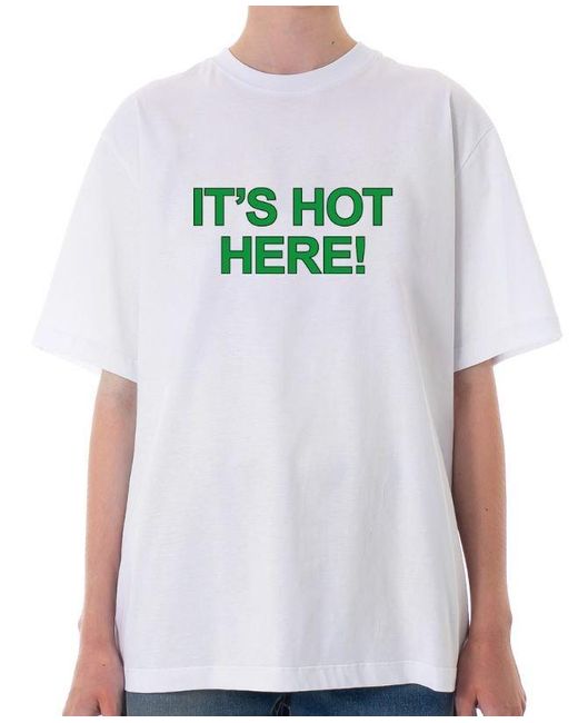 MSGM White Text-Printed Crewneck T-Shirt for men