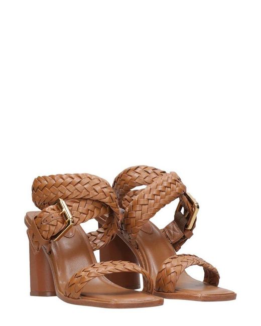 SCHUTZ SHOES Brown Braided Block Heeled Sandals