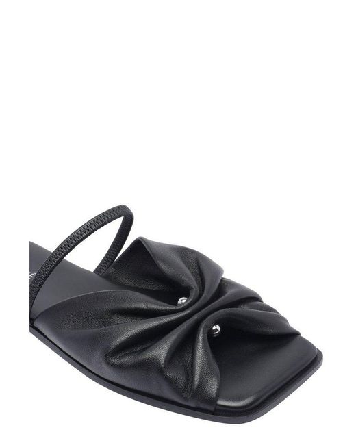 Vic Matié Black Pleated Slide Sandals