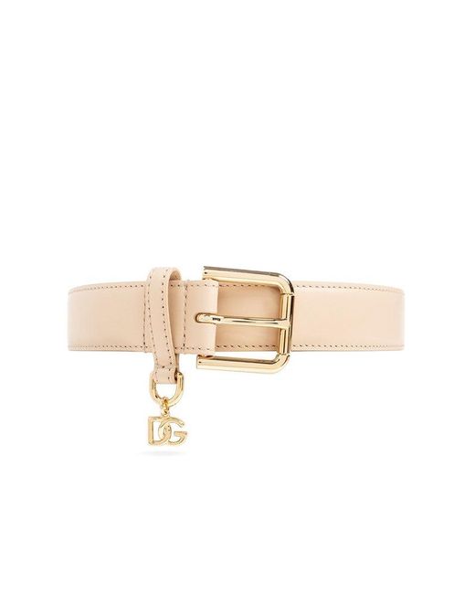 Dolce & Gabbana Natural Dg Logo Plaque Belt