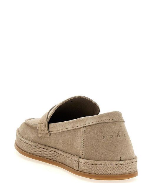 Hogan Brown Round Toe Slip-On Loafers for men
