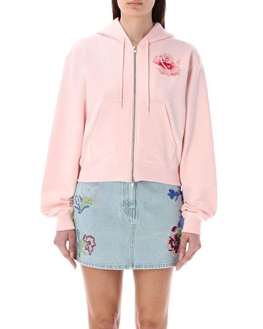 KENZO Pink Rose Zip-Up Hoodie