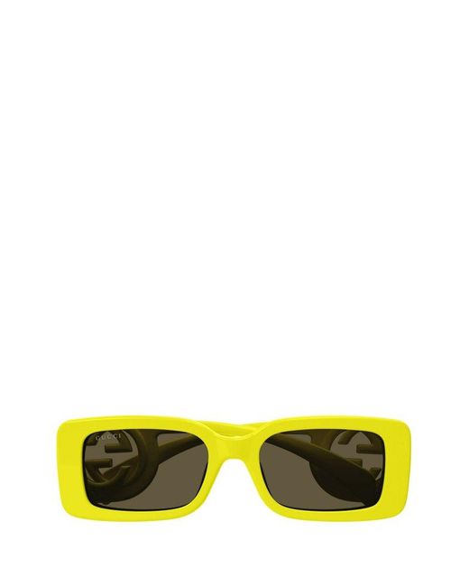 Gucci Yellow Rectangle Frame Sunglasses
