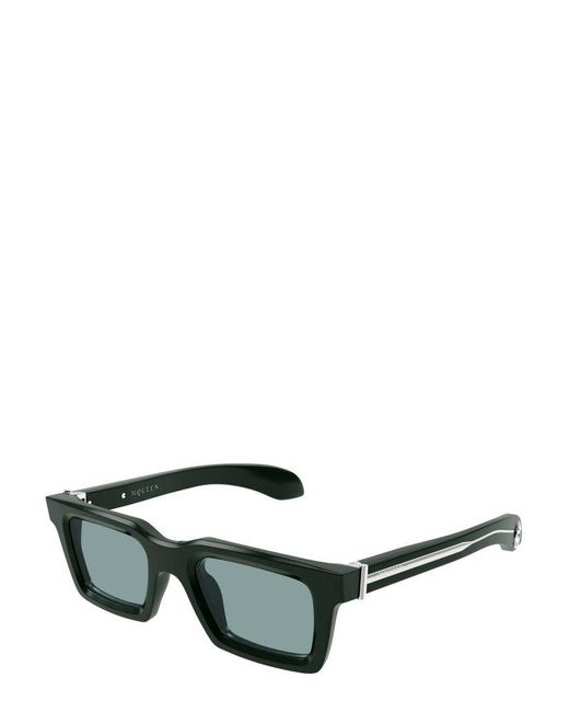 Alexander McQueen Black Rectangular Frame Sunglasses for men