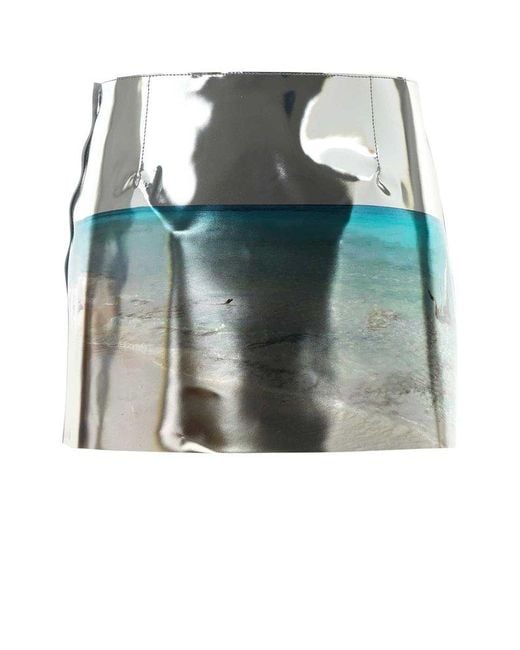 Prada Green High-Shine A-Line Mini Skirt