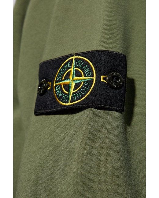 Stone Island Green Sweatshirt With Logo Patch, for men
