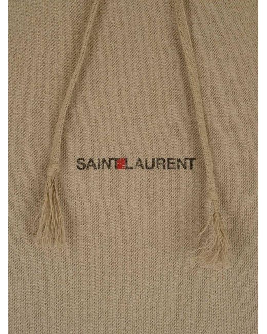 Saint Laurent Gray Logo Printed Hoodie for men