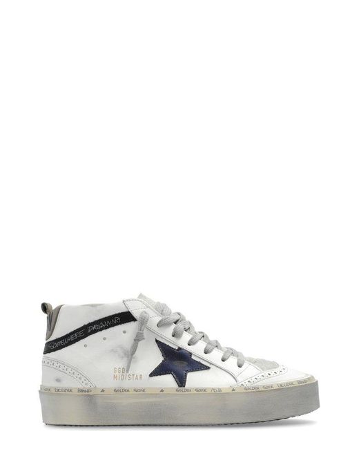 Golden Goose Deluxe Brand White Hi Mid Star Lace-up Sneakers