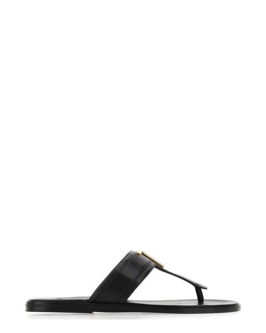 Tom Ford Logo Plaque Thong Sandals in Black for Men | Lyst
