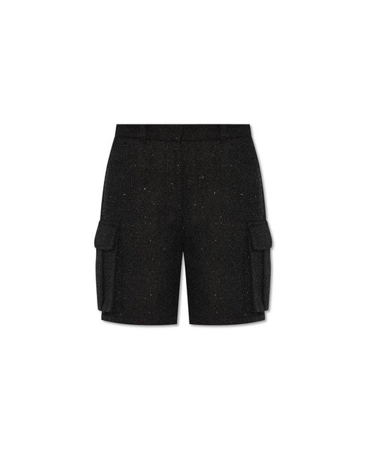 Self-Portrait Black Shorts With Lurex Threads,