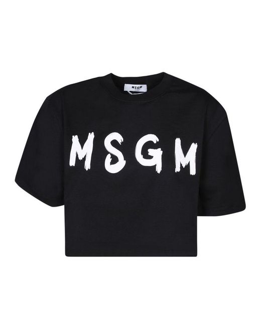 MSGM Black Graffiti Logo T-Shirt