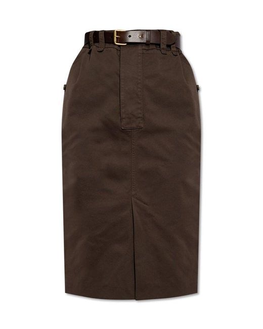 Saint Laurent Brown Skirt With Belt,