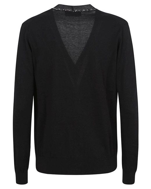 Fabiana Filippi Black Sequin Thread V-Neck Cardigan
