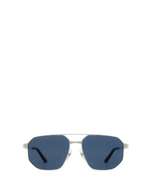 Cartier Blue Pilot Frame Sunglasses for men