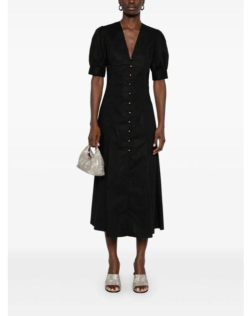Twinset Black Button-Front Midi Dress