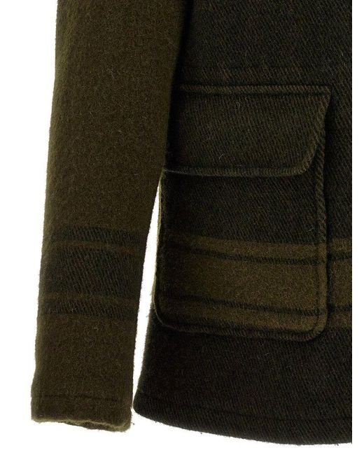 C.P. Company panelled striped duffle coat - Black