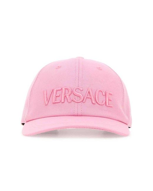 Versace Pink Logo Embroidered Curved-peak Baseball Cap
