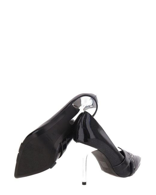 Karl Lagerfeld Black Pointed Toe Studs Embellished Pumps