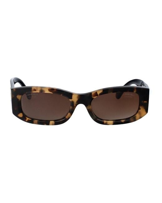Chanel Brown Rectangle Frame Sunglasses