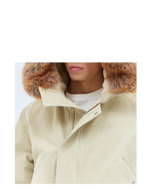 Burberry Faux Fur Trim Bomber Jacket in Natural for Men | Lyst