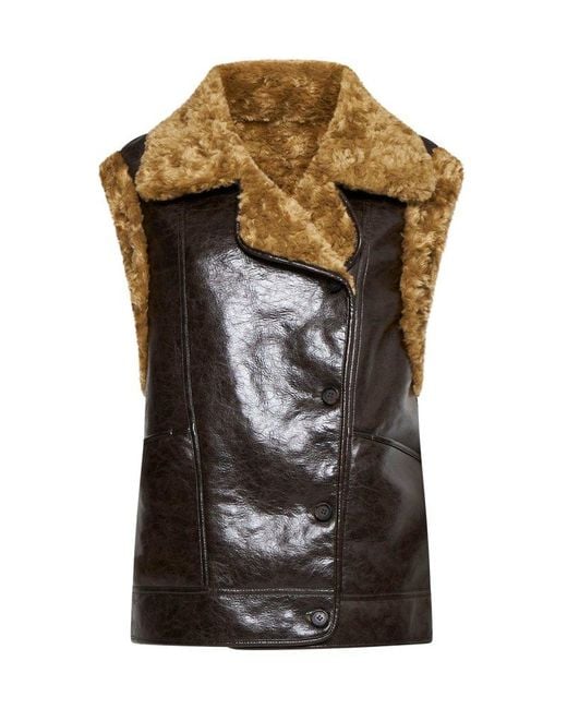 Urbancode Black Shearling-Lined Vest Coat