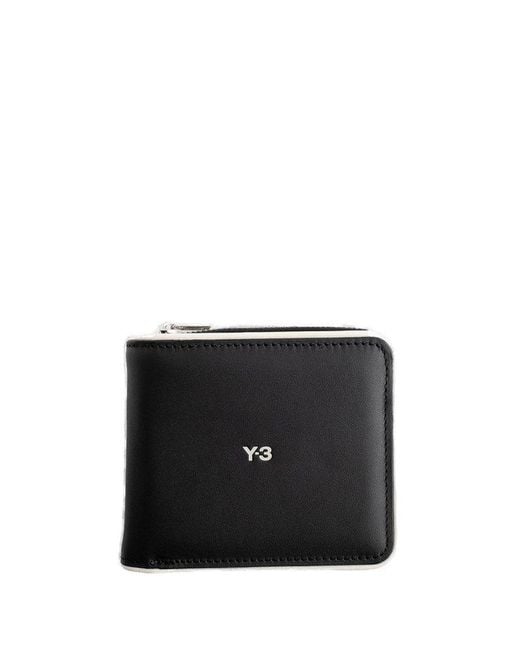 Y-3 Black Logo Printed Zipped Wallet