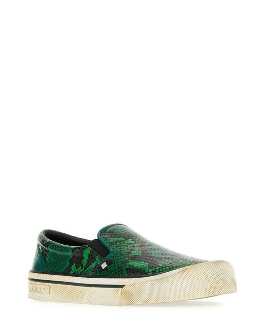 Bally Green Embossed Slip-on Sneakers for men