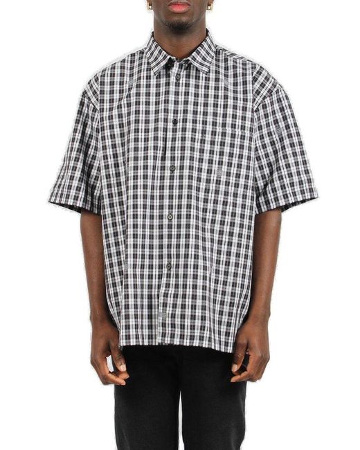 Givenchy Gray 4g Checked Short-sleeved Shirt for men