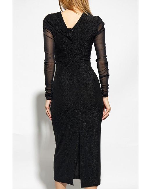 Diane von Furstenberg Black Glitter-embellished Knot Detail Dress