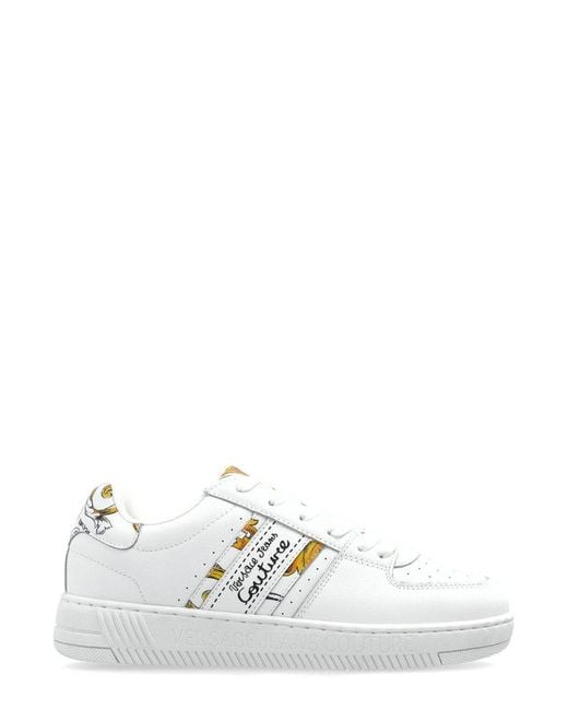 Versace Jeans Couture White Baroque Print Sneakers