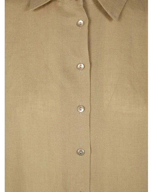 Antonelli Natural Button-Up Short Sleeve Top