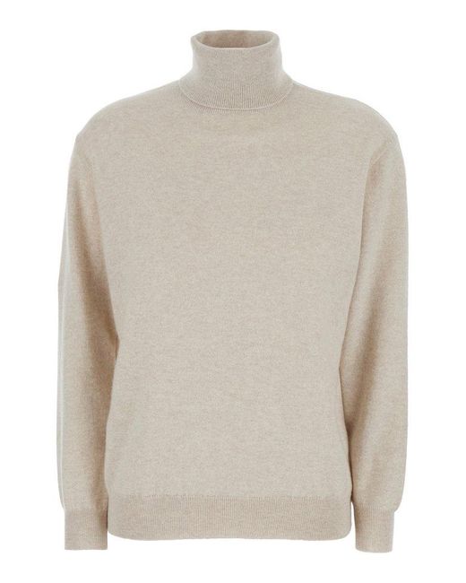 Brunello Cucinelli White Long-Sleeved Turtleneck Jumper