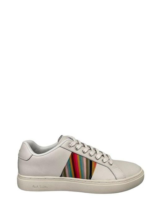 Paul Smith Leather Swirl Stripe Lapin Trainers in White | Lyst