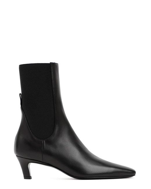 Totême Leather Midheel Ankle Boots in Black Lyst UK