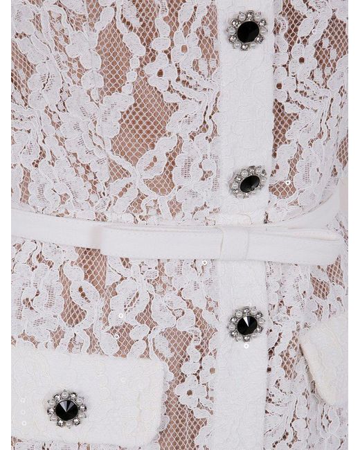 Self-Portrait Gray Lace Buttoned Midi Dress