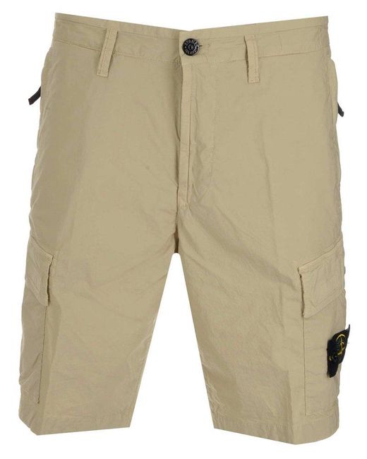 Stone Island Cotton Bermuda Cargo Shorts in Beige (Natural) for Men ...