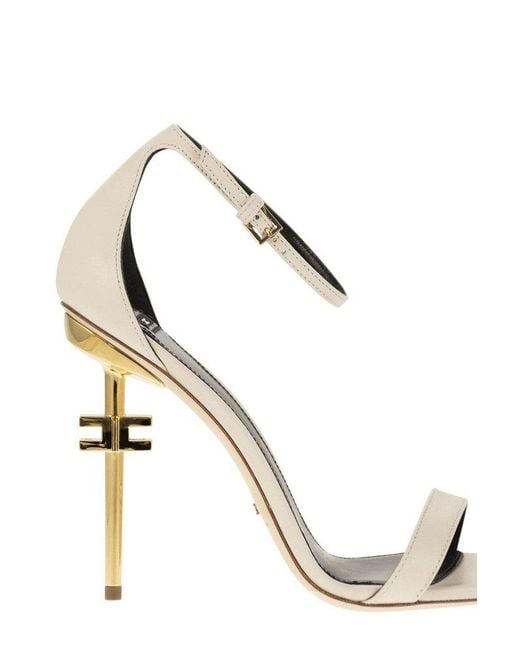 Elisabetta Franchi Metallic Logo High Heel Sandals