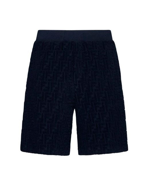Fendi Blue Ff Jacquard Bermuda Shorts for men