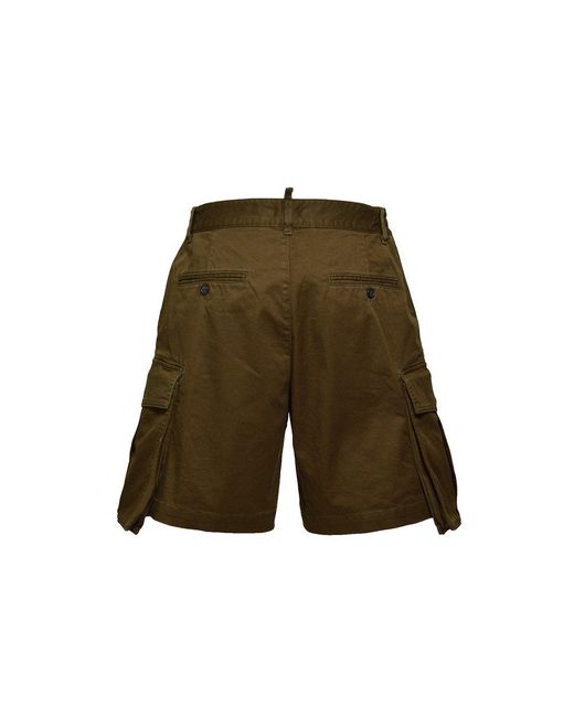 DSquared² Green Straight Leg Cargo Shorts for men