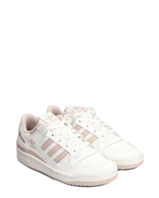 Adidas White Forum Low Side Stripe Detailed Sneakers
