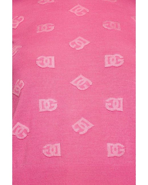 Dolce & Gabbana Pink Sweater With Monogram,