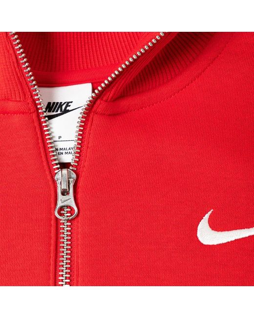 Nike Red Phoenix Cropped Half-zipped Sweatshirt