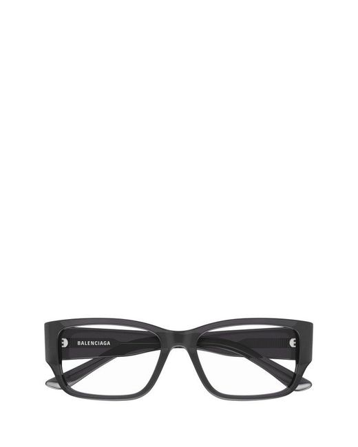 Balenciaga Black Rectangle Frame Glasses for men
