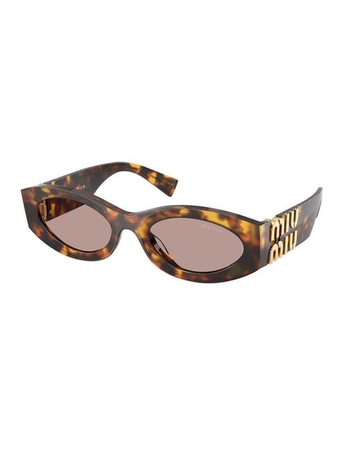 Miu Miu Brown Oval-Frame Sunglasses